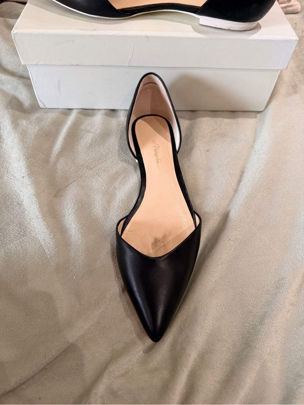 3.1 Phillip Lim Black Pointed D'Orsay Flats - Picture 2 of 5